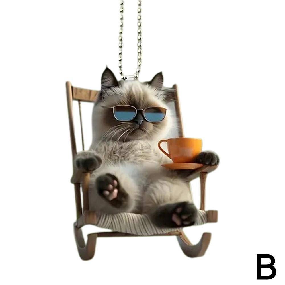 Dog Holding Baseball Bat, Cat Drinking Tea 2D Car Pendant Backpack Accessories Home Decoration Toy
