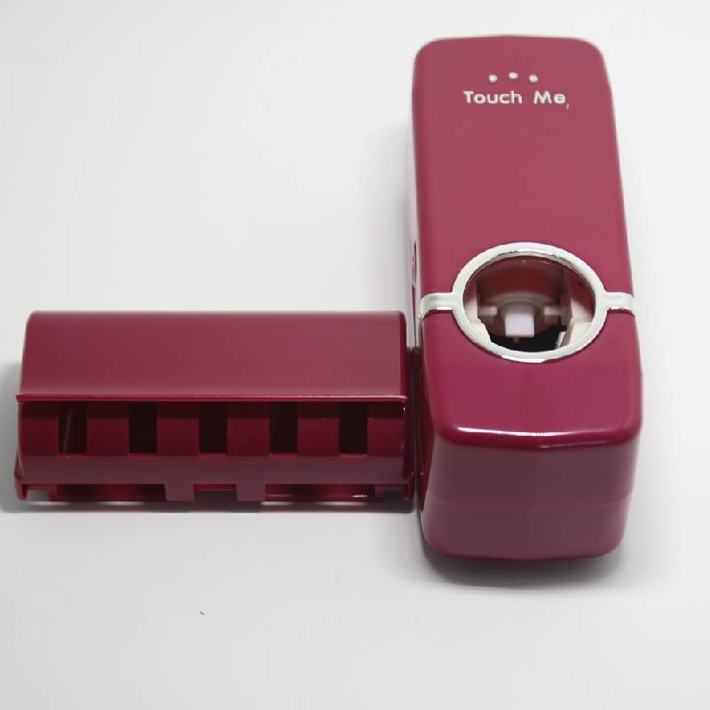 

Automatic Toothpaste Dispenser And Toothbrush Holder Plastic Bathroom Organizer червоний