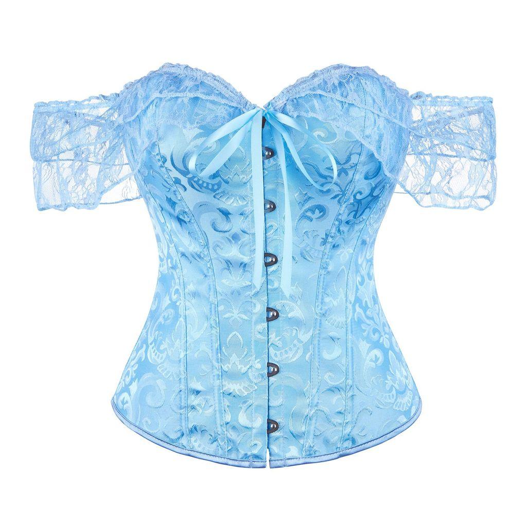 Corset Vintage Lace Trim Waist Shaper With Boning For Women Summer Fashion