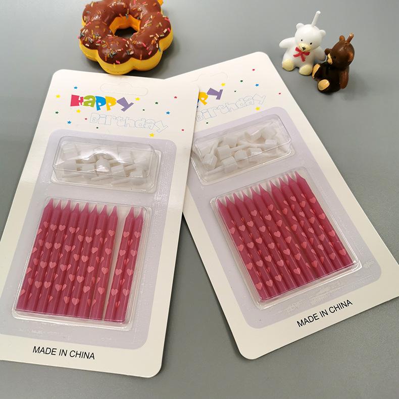 Children's Creative Colorful Cake Decoration Candles Baking Materials Printing Love Shape Pattern Confession Birthday Candles