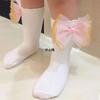 Girls Black Calf Socks Cute Bowknot Pearl Decor Combed Cotton Comfortable Toddler Baby Socks