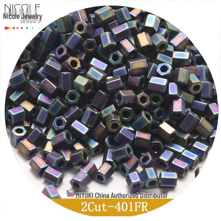 Japanese MIYUKI Seed Beads 2-Cut 11/0 Cube 2mm, Metallic Matte Series, 12 Colors, 10g Pack.