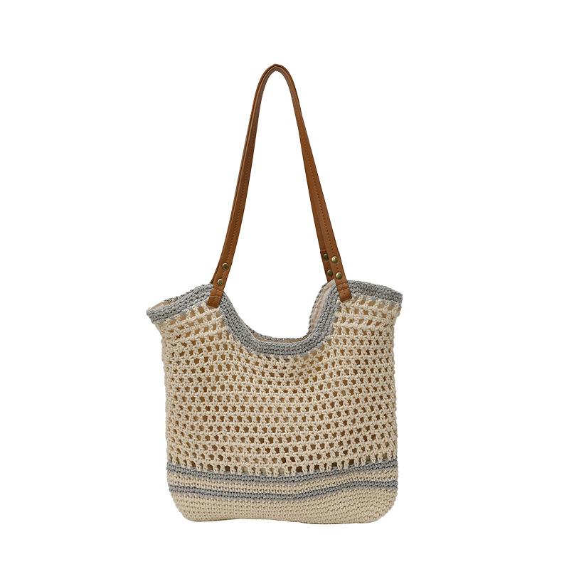 Large Capacity Hand-woven Bags, Women's 2025 New Straw Bags, Beach Vacation Shoulder Bags, Commuter Tote Bags