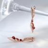 Fashion  Rose Gold Color Long Dangle Earrings For Women Unique Red Natural Zircon Accessories Vintage Wedding Jewelry