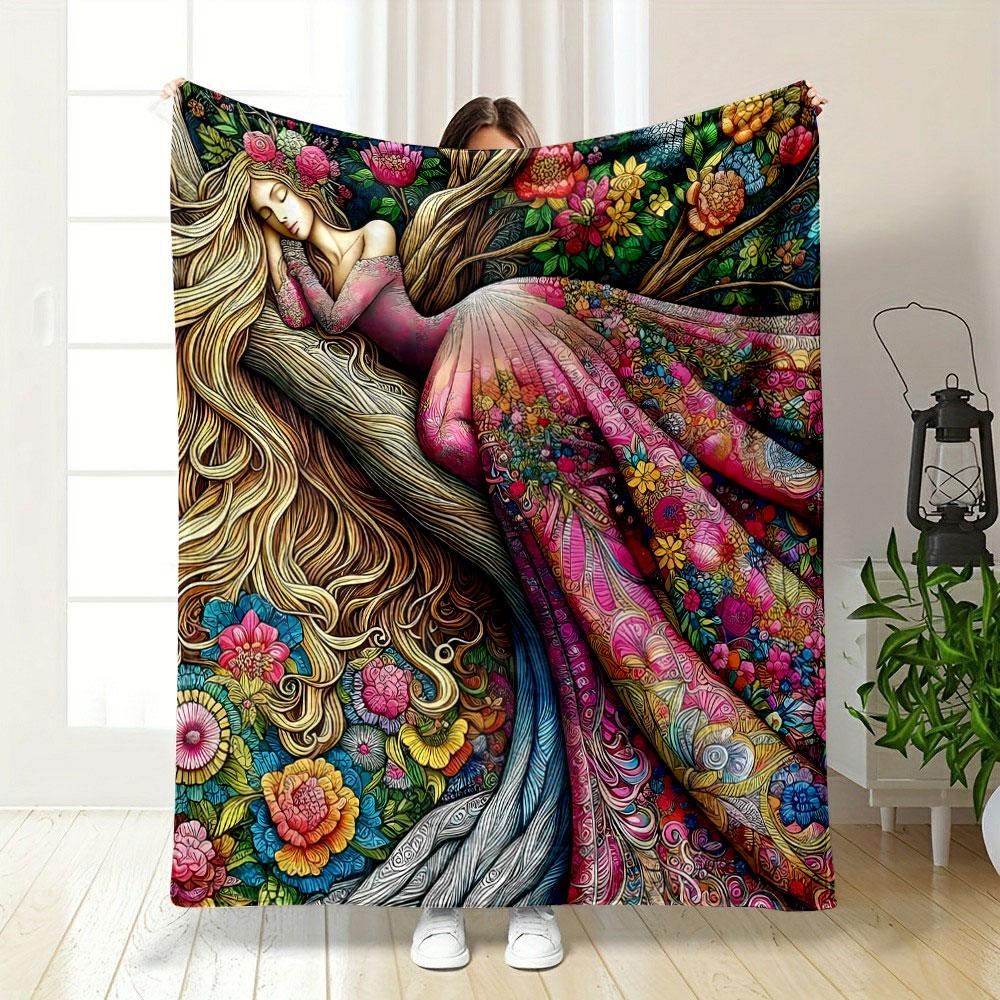 Bohemian Floral Fairy Art Blanket bedroom Blanket for Livingroom Couch lunch break Soft throw for Friend's festival Gift