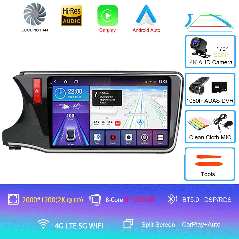 For Honda City Grace 2014 - 2017 Android 14 Car Radio Multimedia Player Unit RHD Head Navigation GPS 4G Wifi BT DSP QLED Screen