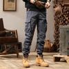 Men's Street Outdoor American Loose Retro Versatile Multi-Pocket Elastic Tote Pants Summer Thin