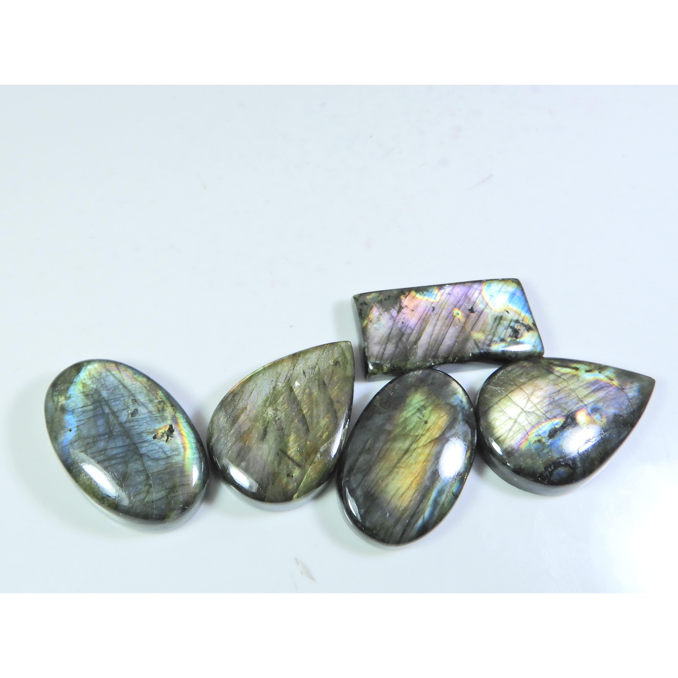 

201Cts. Natural Pink Spectrolite Labradorite Mix Cabochon Gemstone 5Pcs Lot A-790