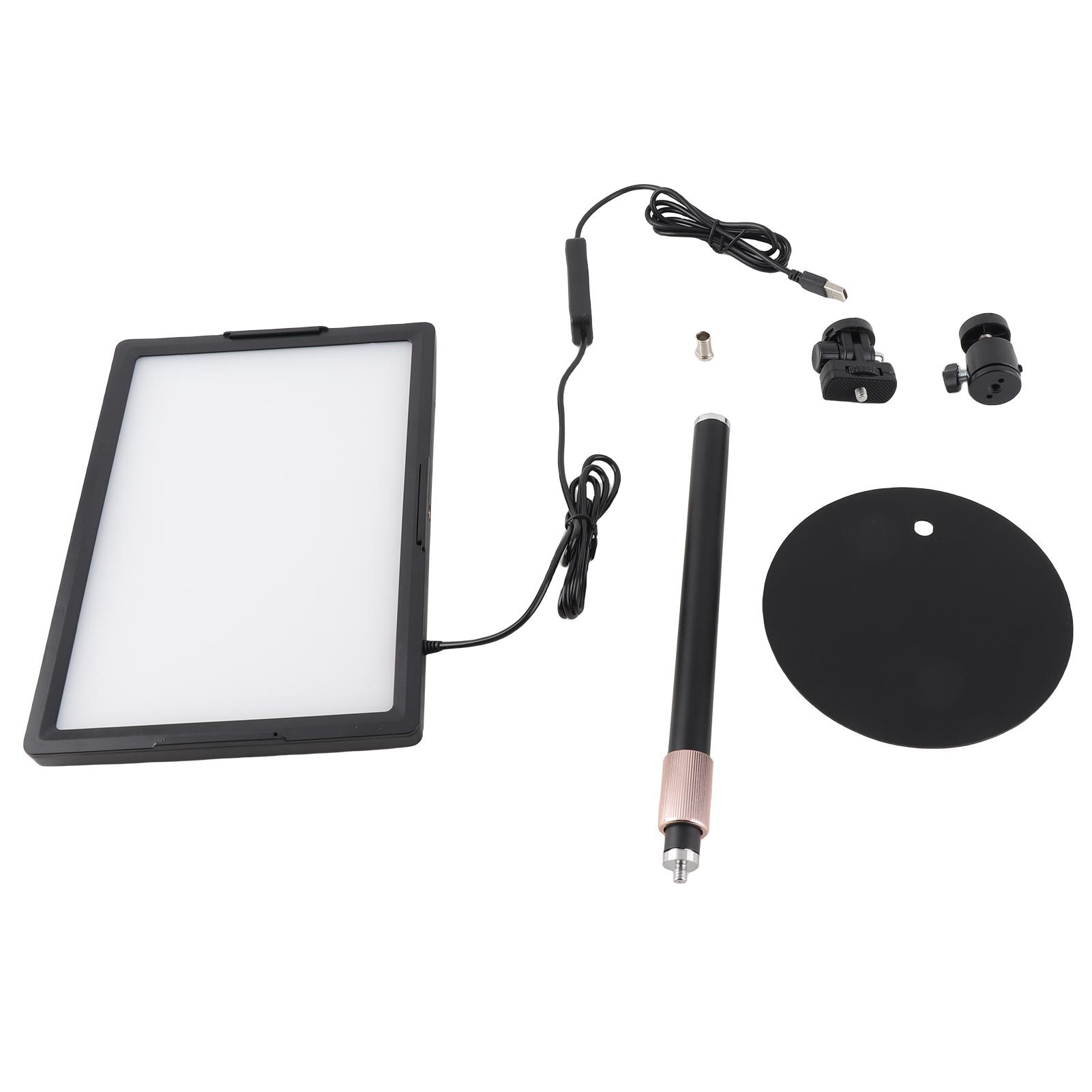 Desktop LED Video Light 15W LED Fill Light Panel with Metal Light Stand Conference Lighting 3000K-6500K Dimmable USB Powered for Live Strming Video Re
