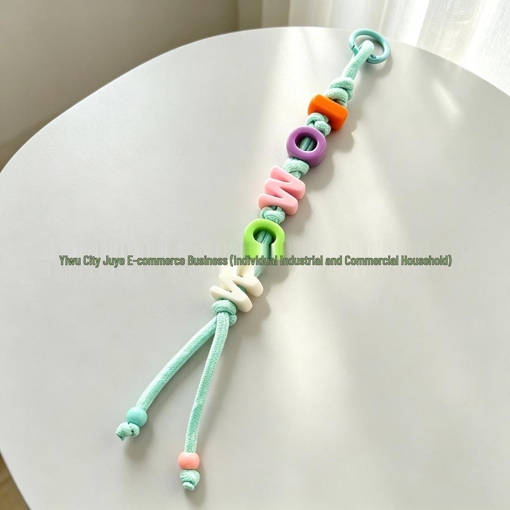 Miu Style Colorful Letter Bead Bag Charm - Dopamine Acrylic with Woven Rope