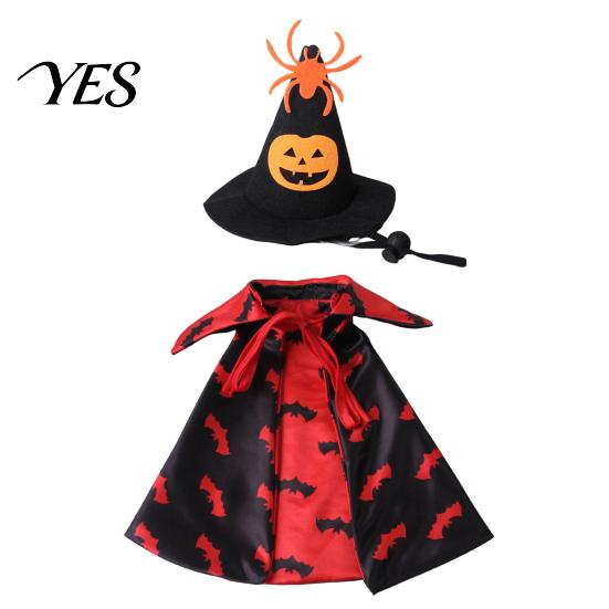 Cat Costume with Hat 1 Set Pet Halloween Costume, Spider Pumpkin Wizard And Outfit Double-Sided Bat Print Cape, Holiday Party for Cats Dogs Medium Dog