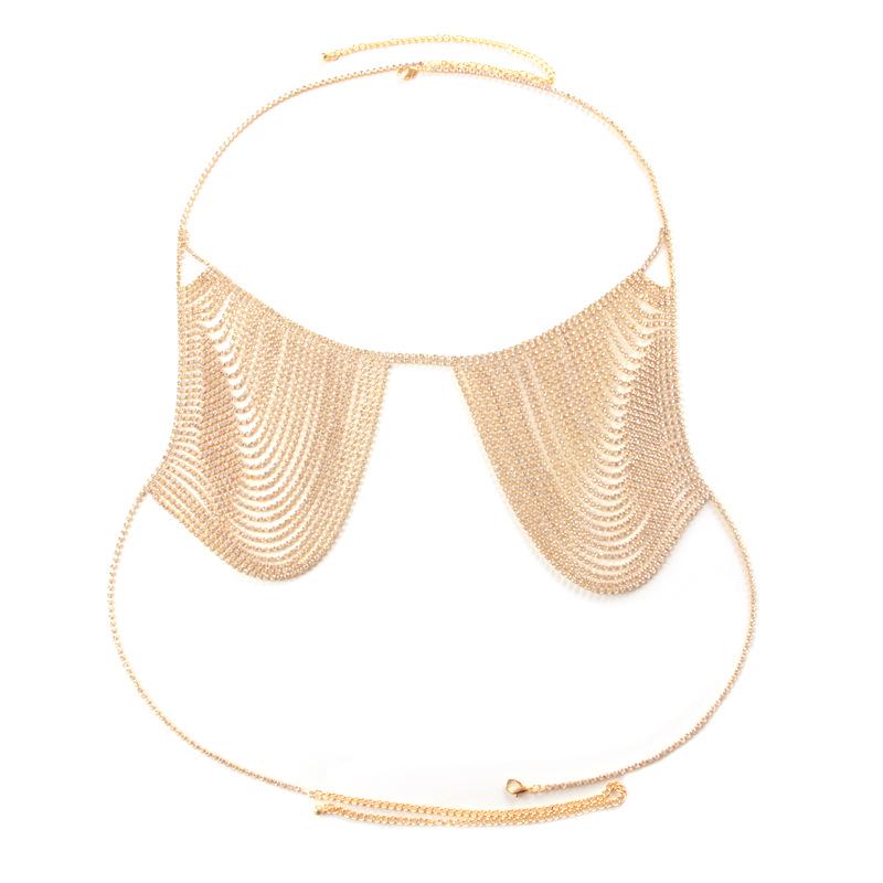 European & American Rhinestone Tassel Bikini Body Chain for Women