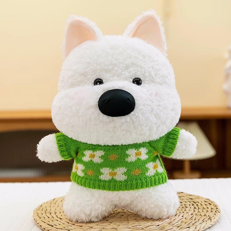 Cute Sitting West Highland Puppy Plush Toy 8 Inch Grab Doll Sweater West Highland Doll Throwing Gifts