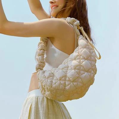 Borsa Nuvola Coreana Morbida Leggera di Nicchia Pieghettata a Bolle Borsa Piumino Ascella Coulisse Monospalla a Tracolla Borsa a Fagottino