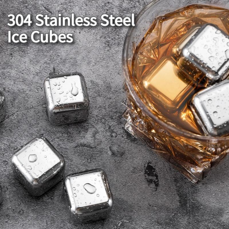 304 Stainless Steel Ice Cubes Metal Ice Pellets with Clips Quick-Freezing Ice Crystals Ideal for Whiskey Red Wine Beverages