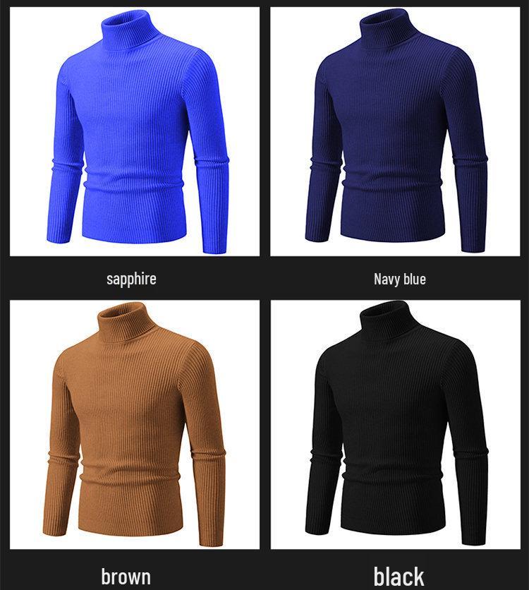 Herren Pullover Herbst/Winter 2024 Hoher Kragen Unifarben Lässig Gestrickt