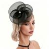 British Elegant Mesh Flower Hat with Pearl Decor for Ascot Races, European Banquets, and Bridal Parties