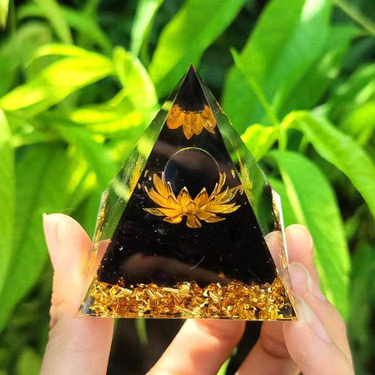 Energy Pyramid Reiki Natural Amethyst Ball Healing Crystals Chakra Tool Ornaments Resin Stones Craft Kids Gift Pyramid