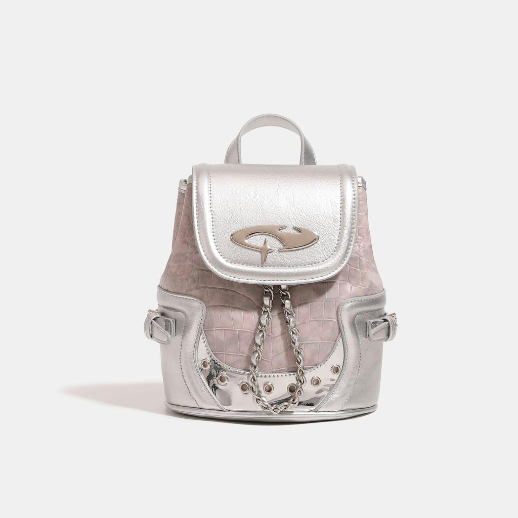 Misty Pink Crocodile Print Backpack & Crossbody Bag - 2023 Winter Collection