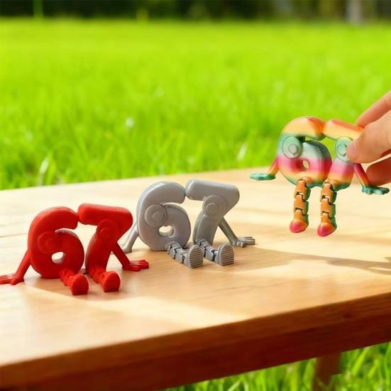 Yousheng 67 Meme Collectible Figure 3D Printed Articulated 67 Fidget Toy Flexible Mini Number Statue for Home Office Desk Decor