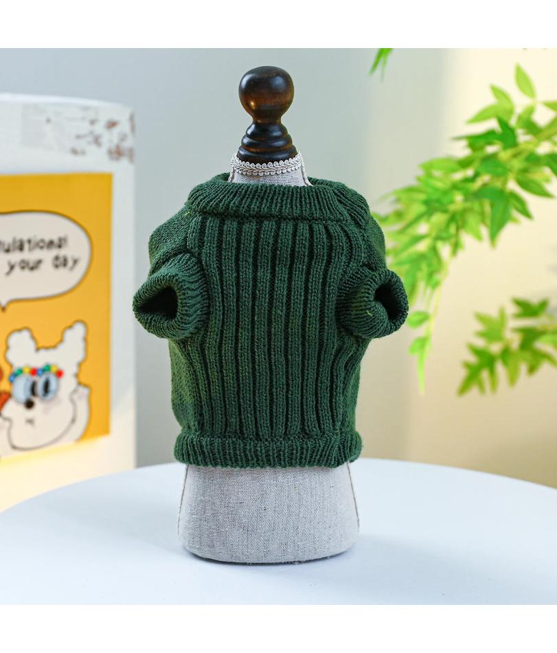 1PC Pet Wear Dog Spring, Autumn, and Winter Warm 3D Green Cute Dinosaur Knit Pullover Sweater For Small Medium Dogs