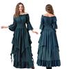 Halloween New Medieval Retro Girdle Gorgeous Horn Sleeve Multi-color Dress Costume