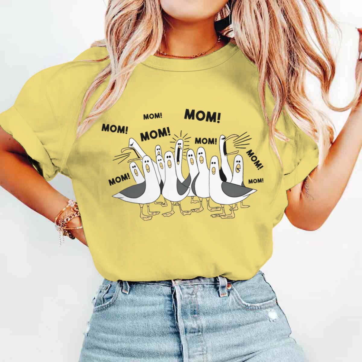 

Mom Mom Mom Cartoon Bird Print T Shirt Womens Short Sleevev Mother Day Gifts Tshirts Best Mama Ever Tees Casual Tops S