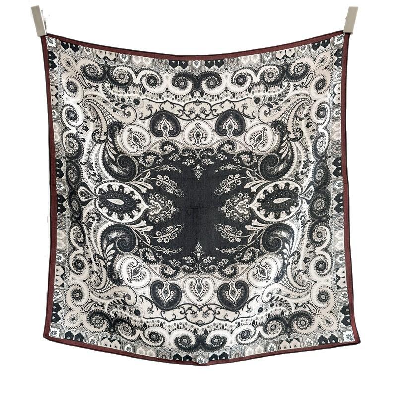 Old Qian Feng silk scarf, women's mulberry silk double crepe temperament printing versatile Chinese square scarf, outer scarf shawl