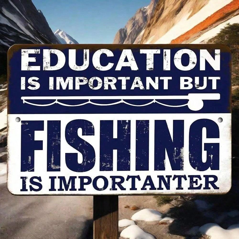Vintage Metal Tin Sign Fishing Decor Joom Fishing Is Importanter Metal Poster Fisherman Gift Bar Kitchen Wall Art Plaque