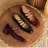 Escarpins femme cuir naturel 22-25 cm cuir verni de vache bout carré supérieur Mary Jane chaussures cuir complet