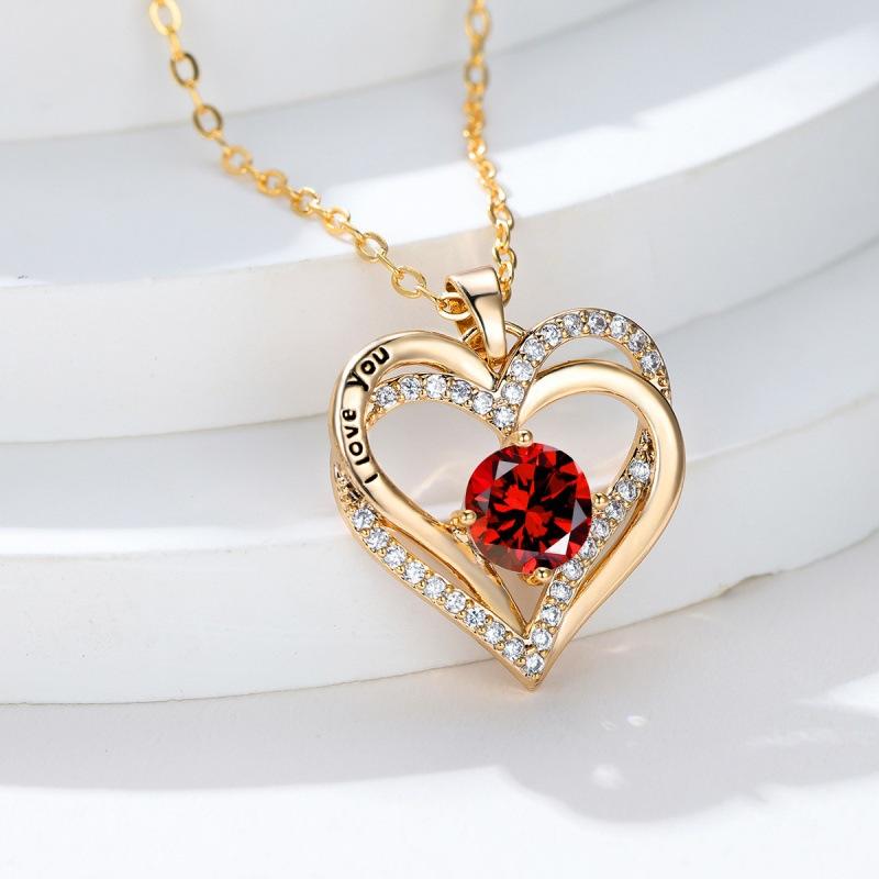 SHENI fashion micro-inlaid double heart-shaped micro-inlaid zircon confession collarbone necklace