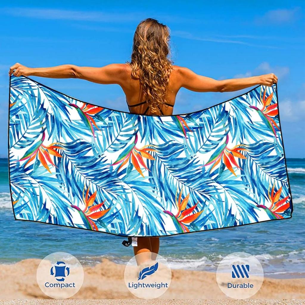 Serviette de plage en microfibre pour adulte, serviette légère extra large à séchage rapide pour la natation, les sports, la plage, la salle de sport