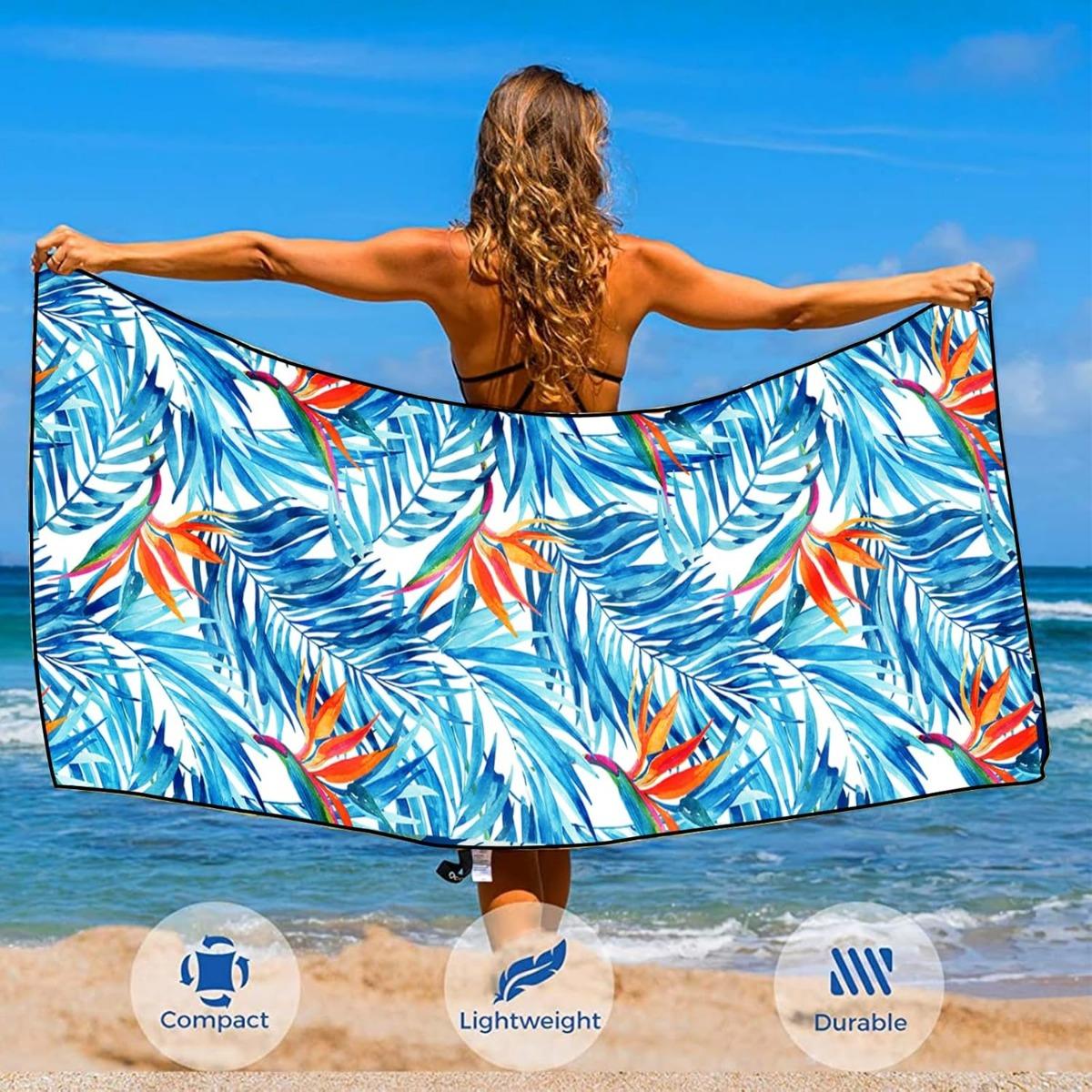 

Beach Towel Microfiber for Adult, Lightweight Extra Large Quick Drying Towel for Swimming Sports Beach Gym W40*H60(CM)