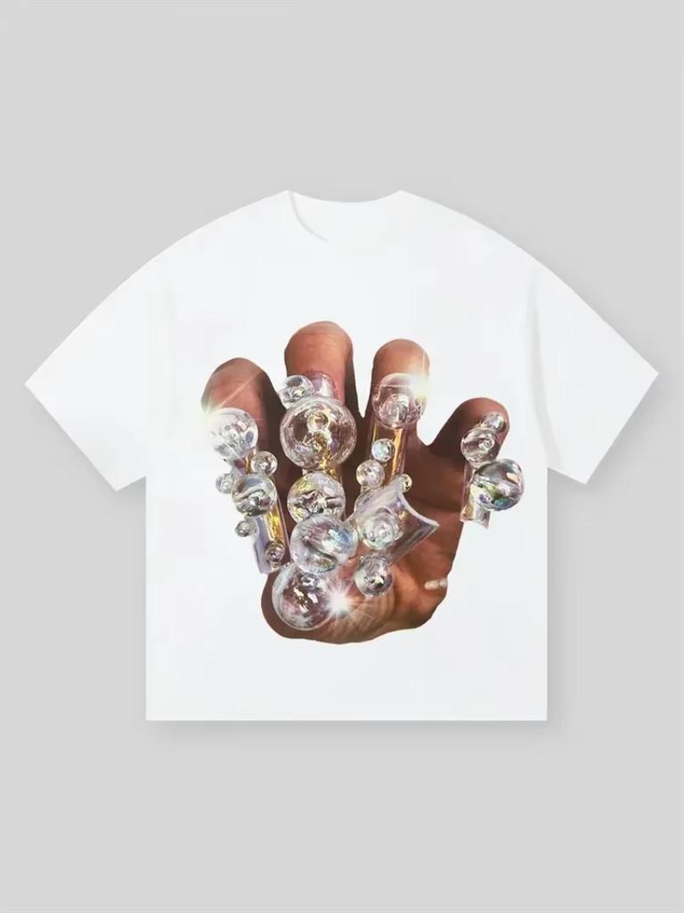 English Style Summer Popular Street Gothic Patterned Top for Men Casual Cotton Round Neck Pullover Short Sleeved Funny T-shirt