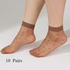 10 paia di calzini sexy elastici setosi trasparenti sottili calze corte calzini casual da donna tinta unita