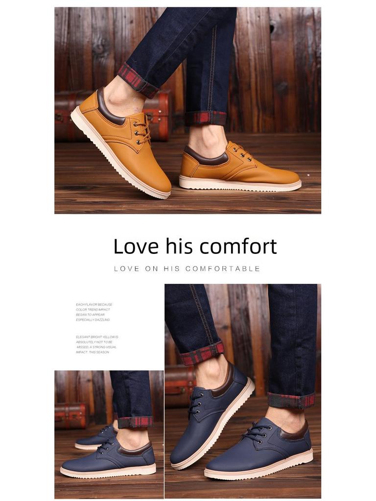 Men's Waterproof Non-Slip Leather Casual Work Shoes - Large Size, Trendy Spring Design