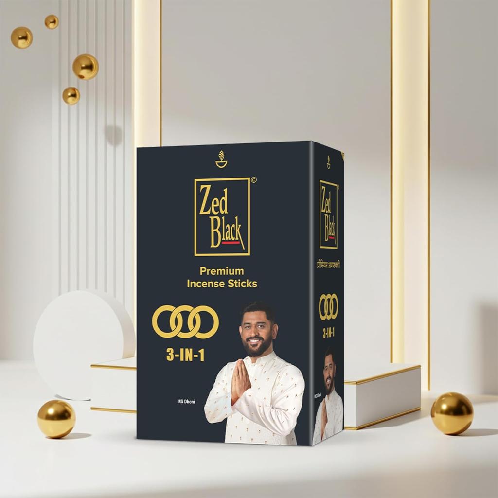 Zed Black 3-in-1 Premium Incense Sticks Pack Of 2 Long Lasting Aroma Sticks For Meditation Relaxation And Everyday Fragrance Use 168 Sticks Each