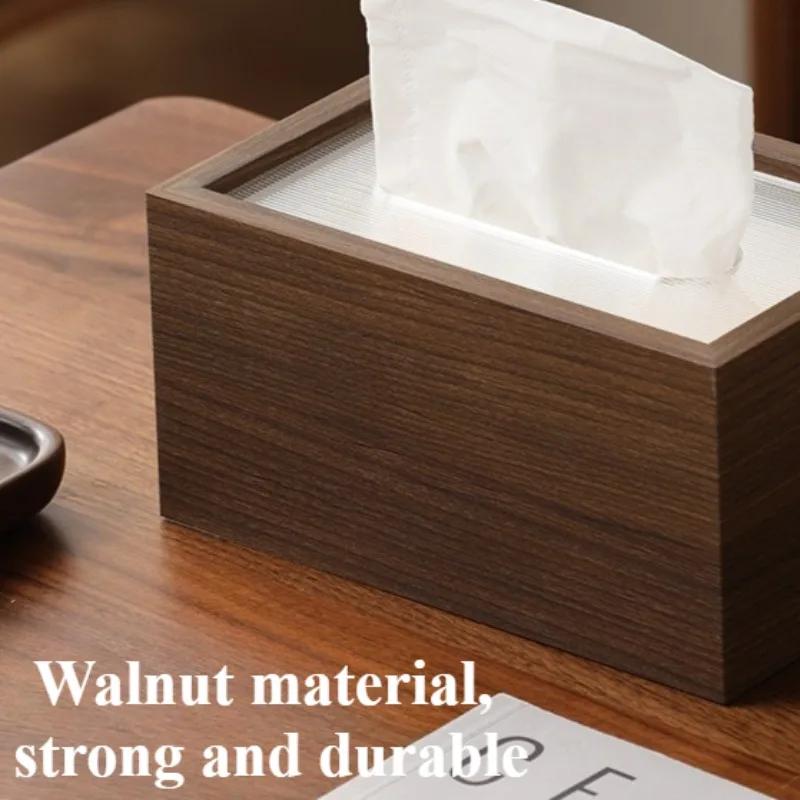 Vintage Walnut Wood Tissue Box Light Luxury Elegant Tissue Boxes Decor Portable Napkin Case with Cover Living Room Decoration