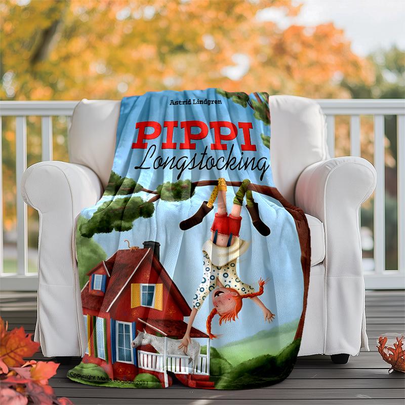 Pippi Longstocking Flannel Blanket Soft Warm All-Season Throw, Design for Camping, Car Travel, Hiking Sofa, Bed, Office Perfect Gift for Parties