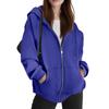 Women's Fashionable Loose Fleece Hooded Casual Cardigan With Zipper Sweatshirt