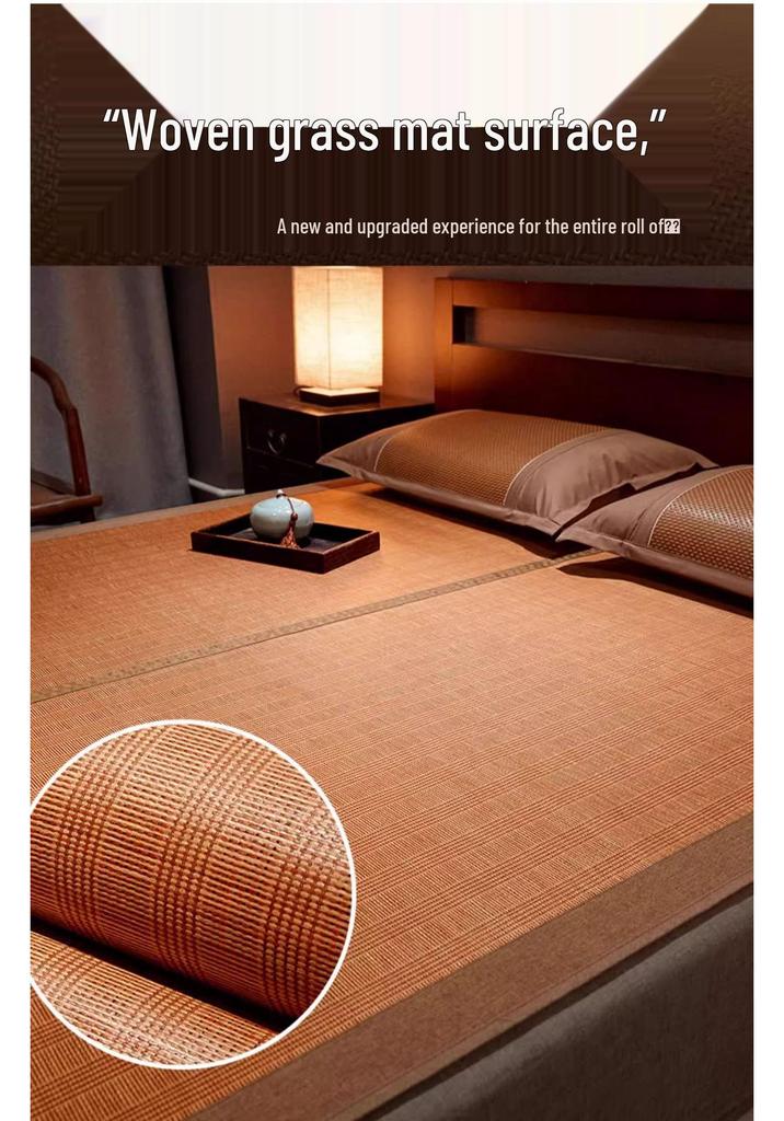 Master Xi 2025 Dual-Use Bamboo and Ice Silk Straw Mat for Summer and Winter