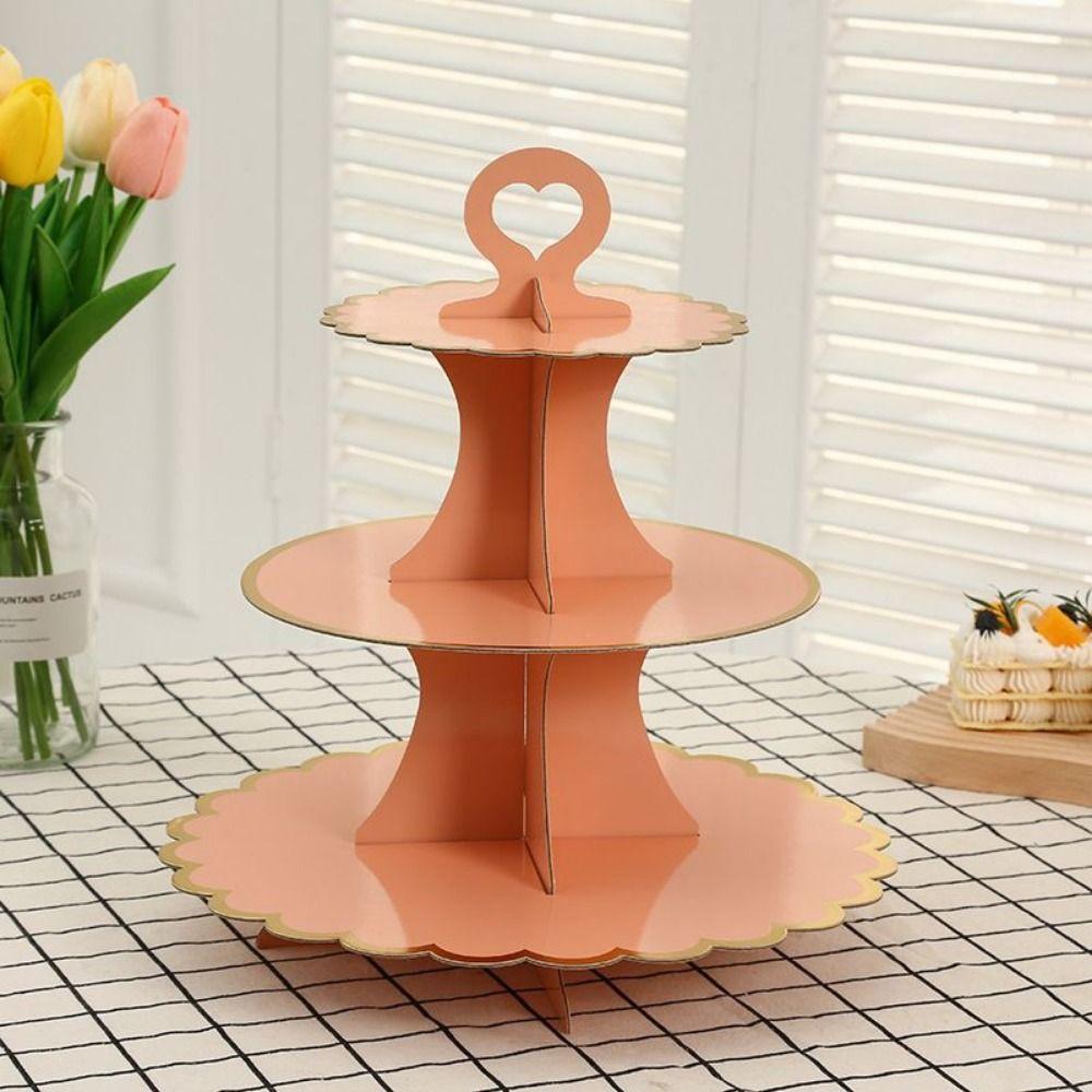 Disposable Gilded Cake Stand Safety Dessert Display Rack Creative Paper Cake Tray  Dessert Serving