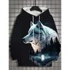 Men's Hoodie 3d Print Animal Tops Wolf Graphics Long Sleeve Hoodie Fashion Casual Autumn Unisex Tops Oversized Hooded Streetwear