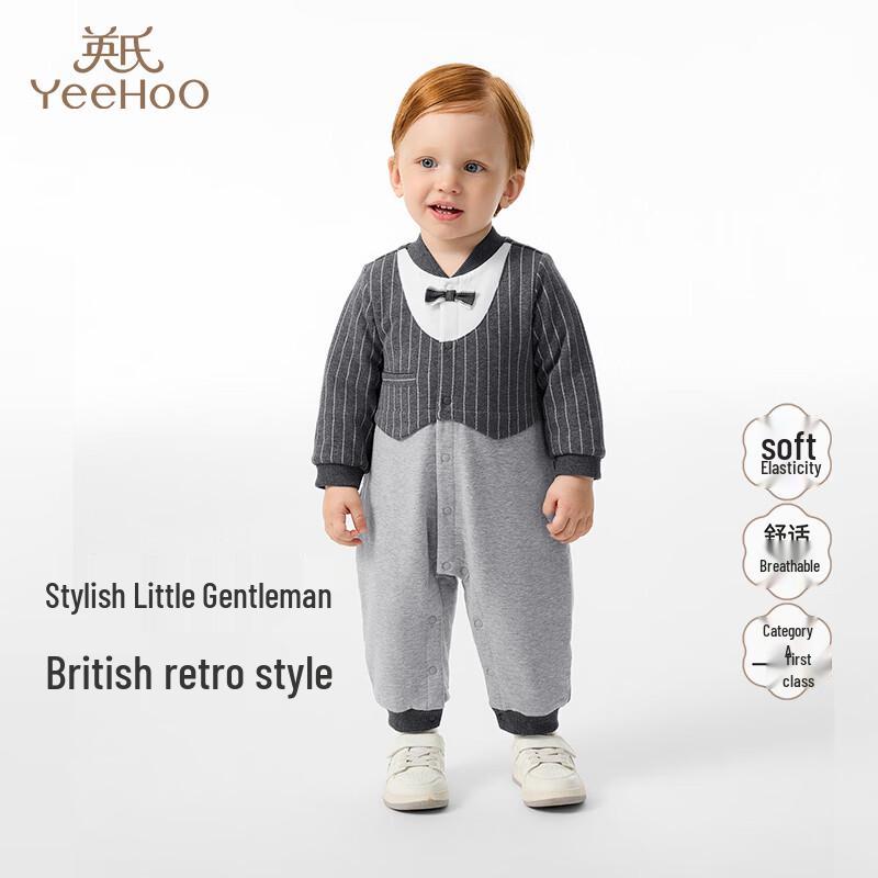 YEEHOO Baby Boy Faux Two-Piece Winter Romper 80CM
