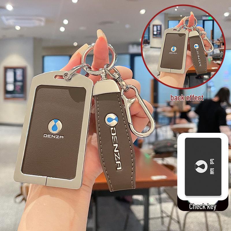 Denza D9 Key Fob Holder: NFC-Enabled Metal & Leather Card Holder for EV, Unisex with Buckle