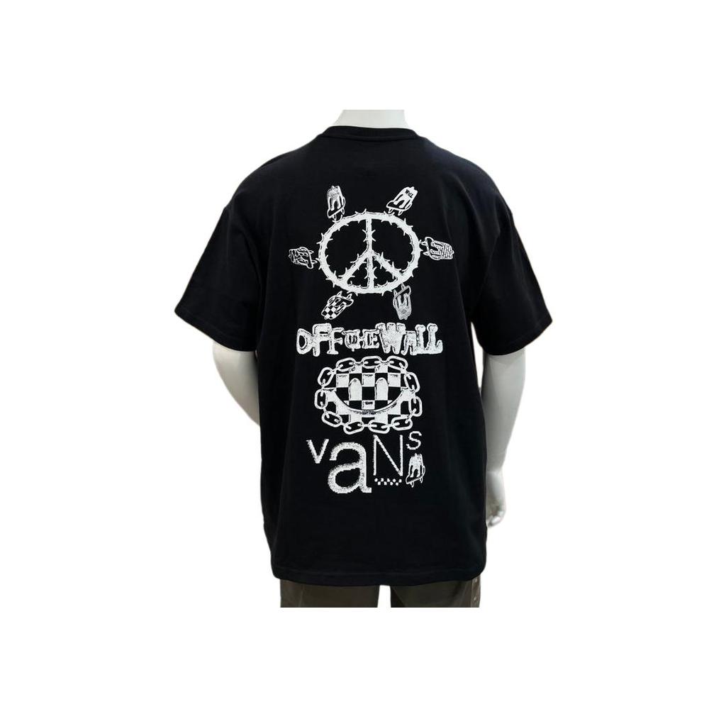 Vans Asian Artist Collaboration American Letter Print Casual Pullover Short Sleeve T-Shirt Men T-Shirts Black VN000HA9BLK1