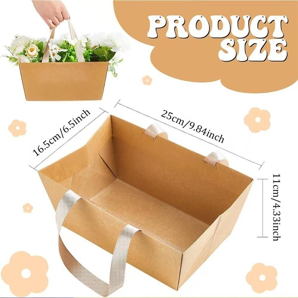4/8/12/16PCS Kraft Cardboard DIY Gift Basket Waterproof Kraft Paper Handbasket  Party Supplies