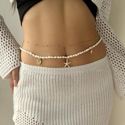 Beach Vacation Shell & Starfish Double Layer Waist Chain - Trendy European & American Style