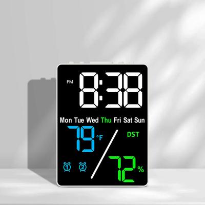Alarm Clock For Bedroom, LED Display Digital Clock With Indoor Temperature Humidity, Dimmable, Small Clocks For Deep Sleepers Kids Elderly 5508