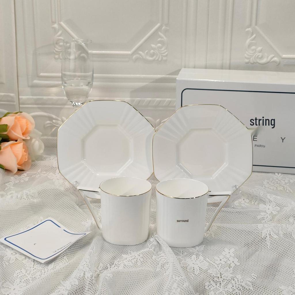 Luxury Ceramic Coffee Cup & Saucer Set with Gift Box for Office & Afternoon Tea